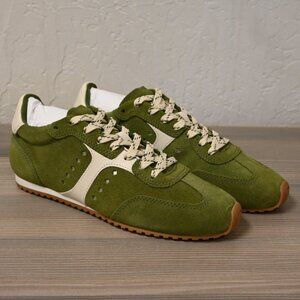 Stella Sneaker In Seaweed Suede and Ivory Leather